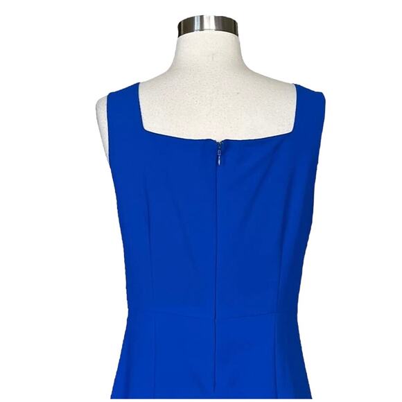 Blue Cocktail Dress Cobalt Sleeveless Laser Cutouts A-Line Round Neck Medium EUC - Picture 5 of 12